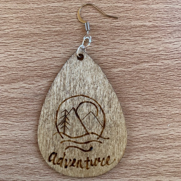 Wood Burned Earrings - Picture 3 of 6
